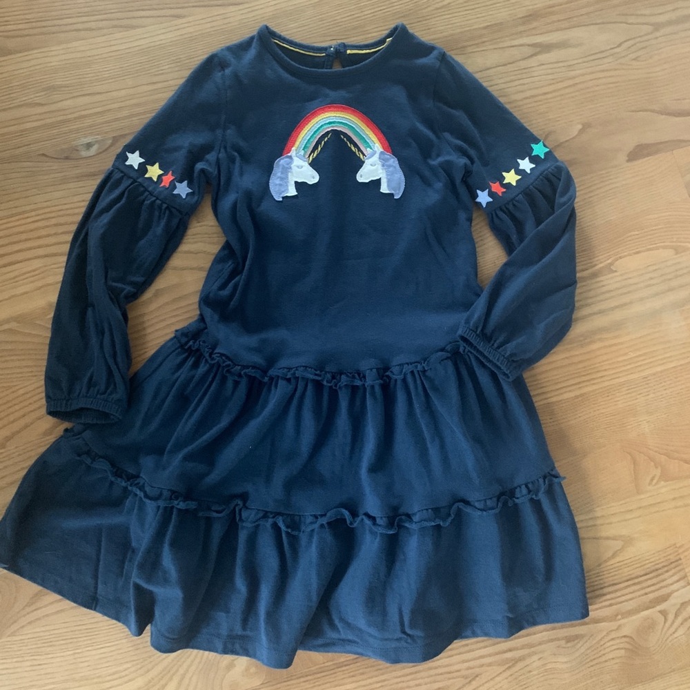 Mini Boden Unicorn tiered jersey dress
